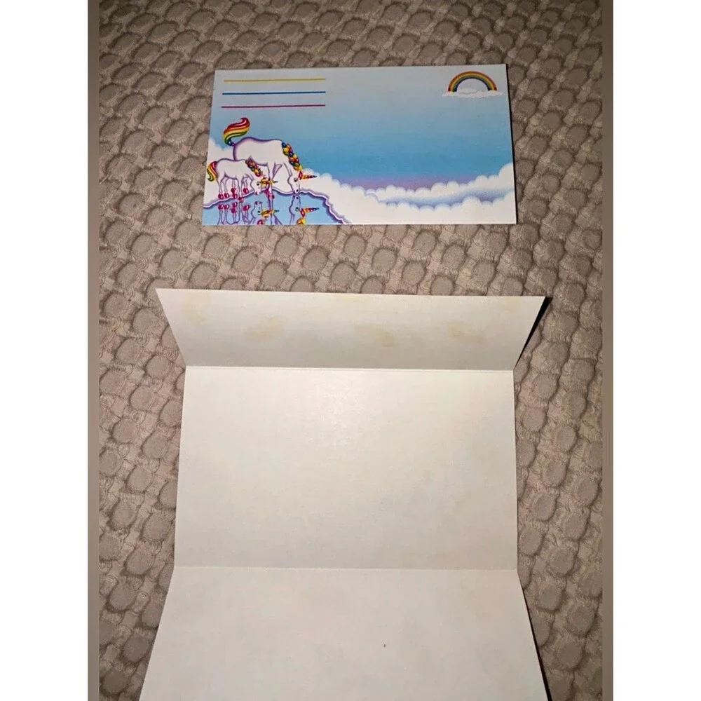 Lisa Frank Unicorn Rainbow Stationery Set - Postalette Collectible EUC